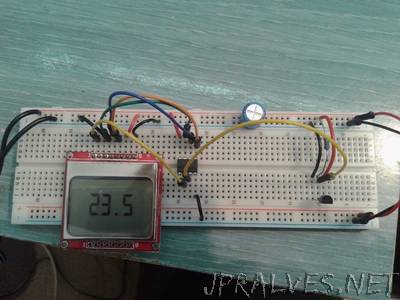 Attiny85 5110LCD DS18B20 Thermometer