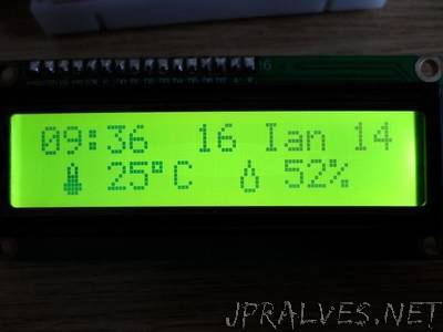 Clock with thermometer using Arduino, i2c 16x2 lcd, DS1307 RTC and DHT11 sensor.