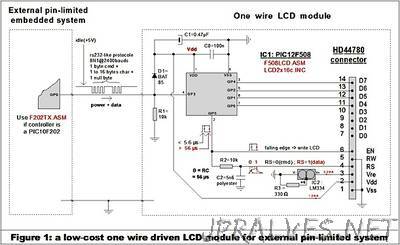 One wire brings power & data to LCD module