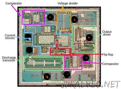 Reverse engineering the popular 555 timer chip (CMOS version)