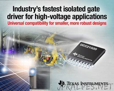 TI introduces the industry's fastest isolated gate driver for high-voltage applications