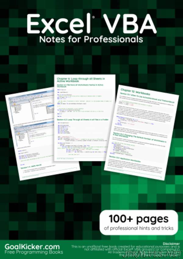 Excel VBA Notes for Professionals book
