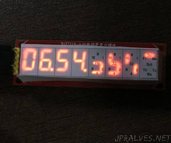Digital & Binary Clock in 8 Digits X 7 Segments LED Display