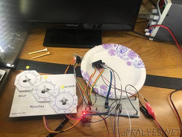 Backward Running Analog Clock with Three Steppers