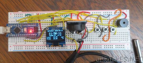 Arduino Nano Project Displaying Clock, Calendar and Internal and External Temperatures