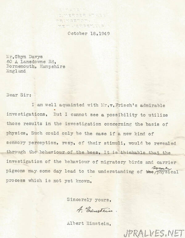 Long-lost letter from Albert Einstein discusses a link between physics and biology, seven decades before evidence emerges