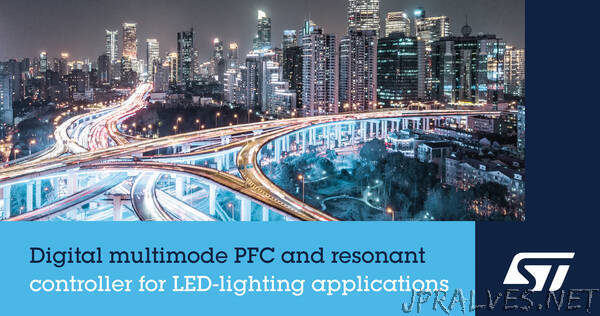 STMicroelectronics’ single-chip digital-power controller simplifies design and increases flexibility in LED-lighting applications