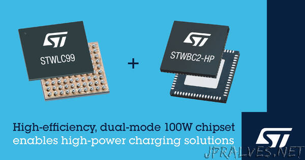 STMicroelectronics reveals 100-Watt wireless power receiver for fastest Qi-compliant charging