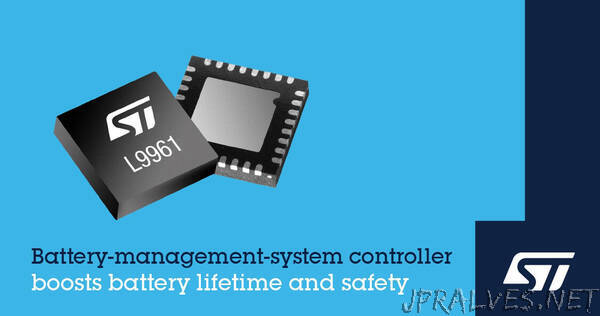 STMicroelectronics makes lithium batteries perform better and last longer with high-accuracy BMS controller