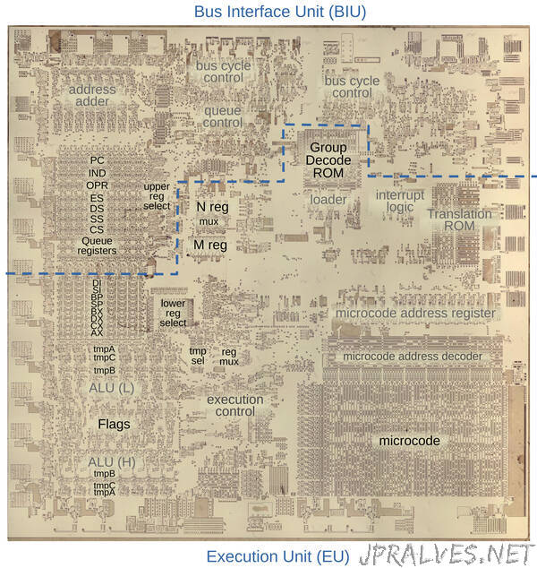 Reverse-engineering the register codes for the 8086 processor's microcode