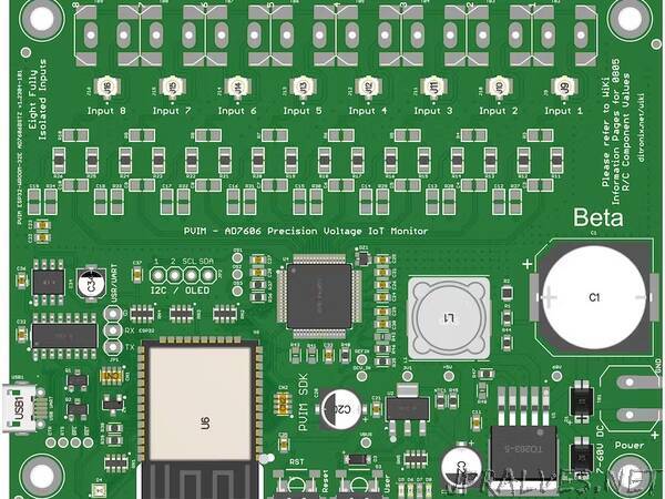 PVIM ESP32 AD7606 Precision Voltage IoT Monitor SDK Board