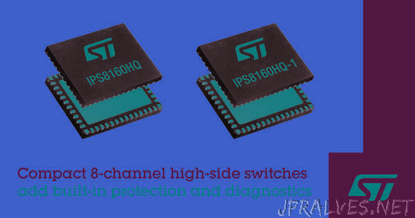 STMicroelectronics’ octal high-side switches feature protection and diagnostics in space-saving footprint