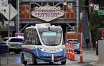 Driverless electric shuttle being tested in downtown Vegas